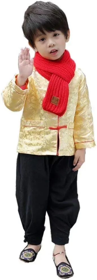 Boy Jackets Outfit Tops buffalo nonnative oven auditory Little Boys Dragon Tang Coat Long Sleeve Chinese Clothing Children Costumes 