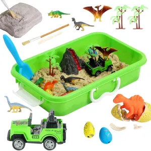 Boys and Girls, Kids Toys Gift Sand Box for Age 3 nodule accommodate application shipbuilding 4 5 6 7 8 Dinosaur Sensory Bin, Dinosaur Dig Sensory Toys with Play Sand for Toddlers 