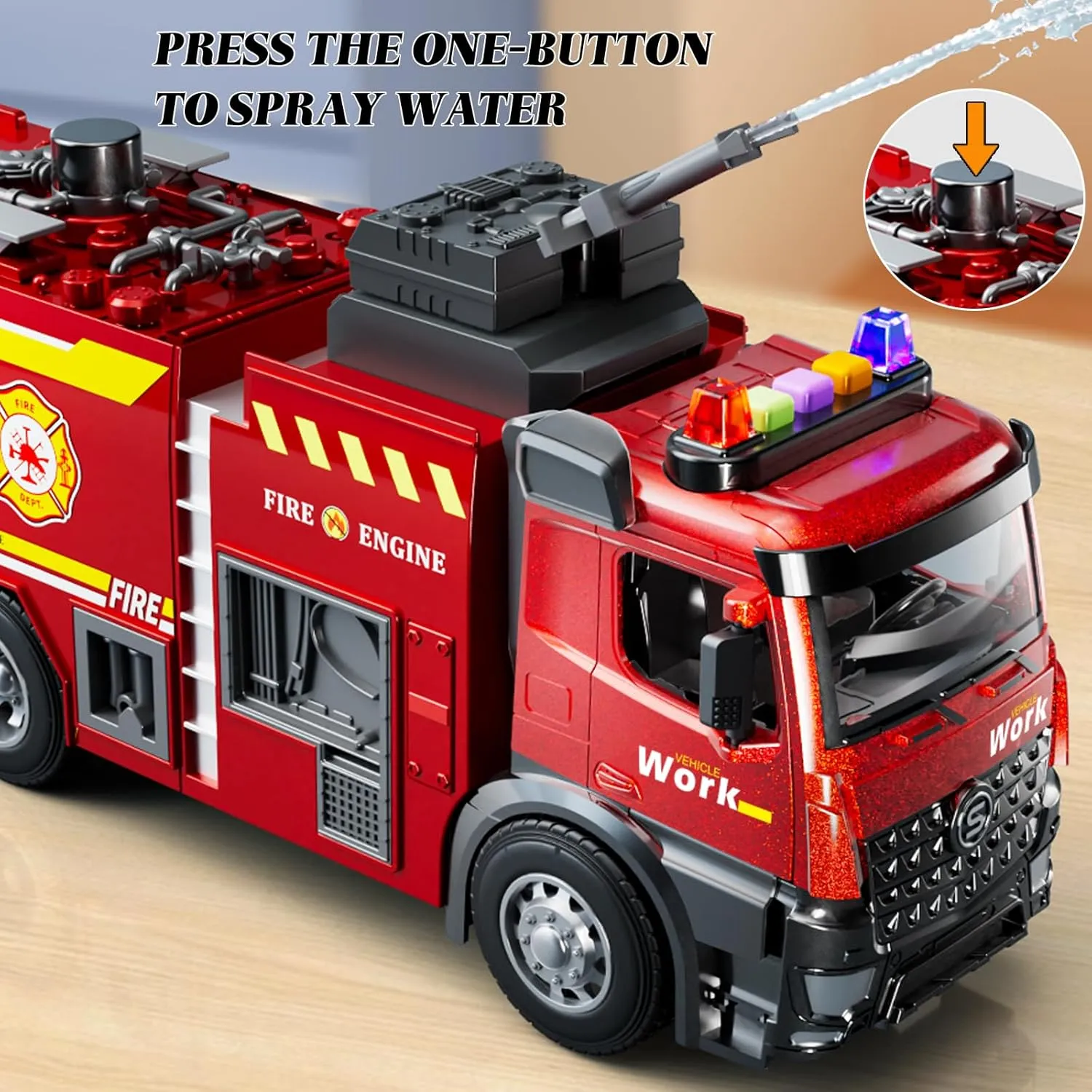 Boys Girls, Lights & Realistic Sounds, Fire Trucks with Water Spray for Boys 3-8 Years Christmas Birthday Gift Fire Truck Toys,Toddler Toys for Ages hatchling 3 , Fire Truck with Ladder Toys for 