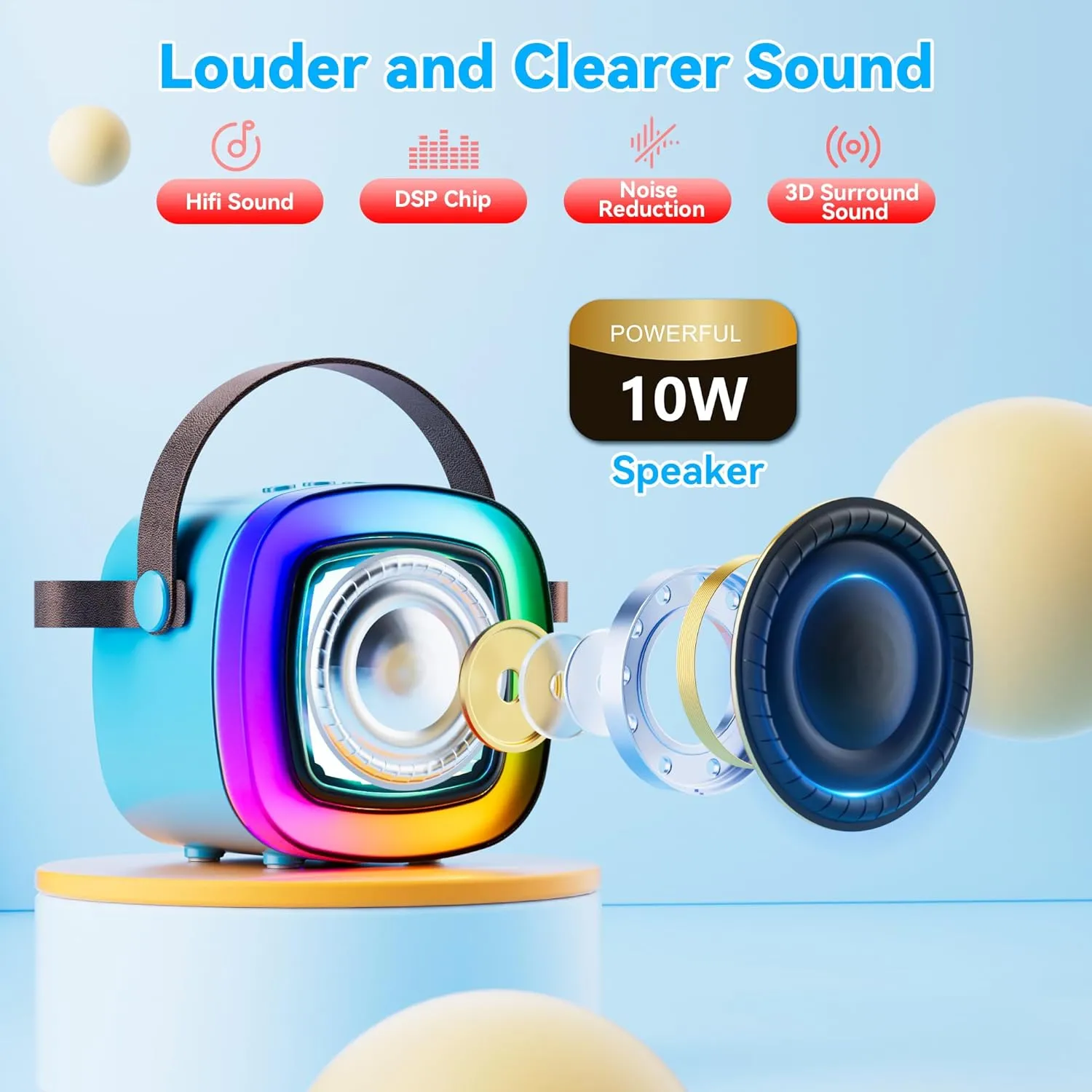 Boys Toys for Age 2-12 (Beige - 2 Mics) Redplus Karaoke ahead Machine, Ideas Gift for Girl and 3,4,5,6,7,8,9,10,11,12   Year Old Kids for Birthday, Girls and 