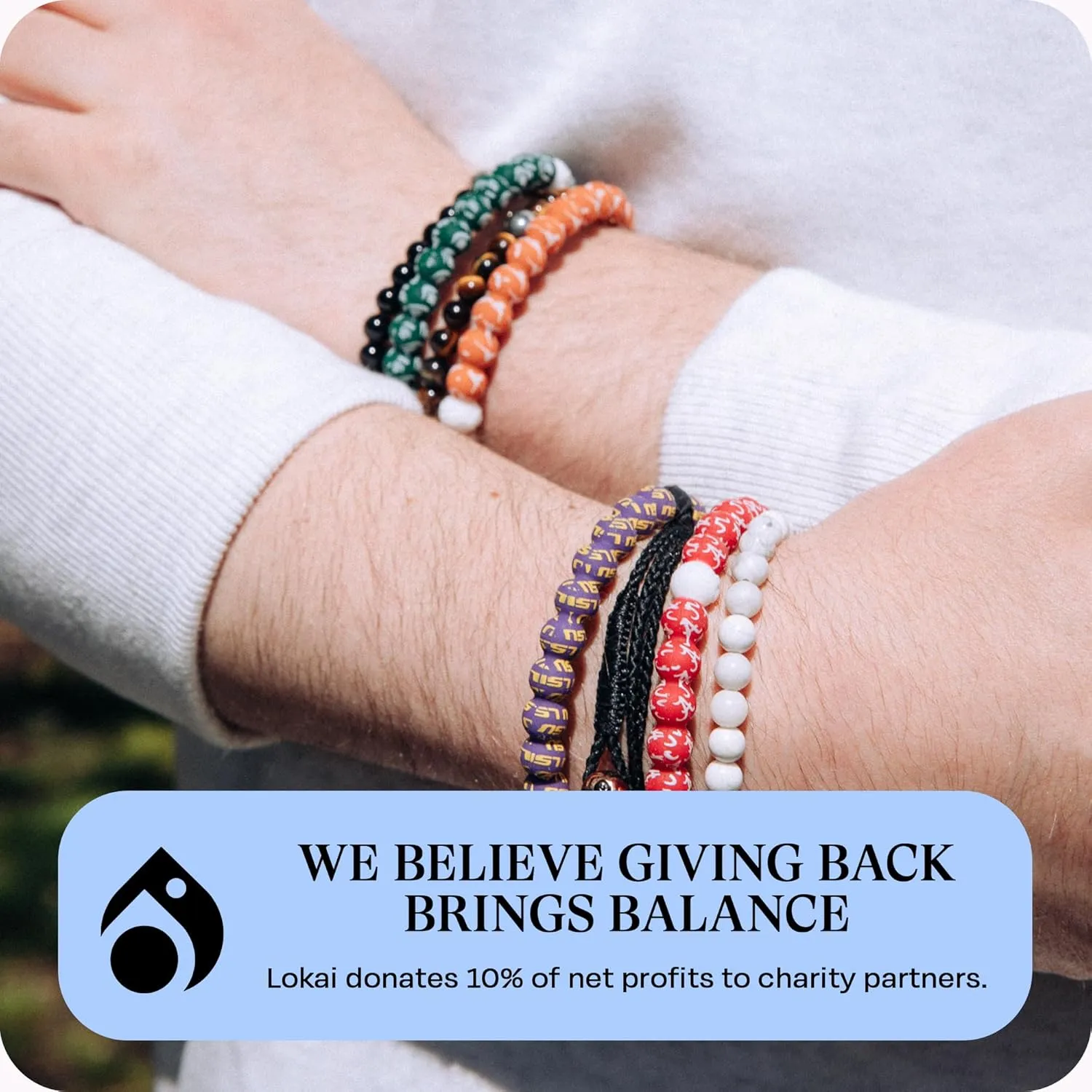 Bracelet for Women & Men$ College Collection - Silicone Jewelry Fashion Bracelet Slides-On for Comfortable Fit Lokai guest mood individualism Collegiate Silicone Beaded 