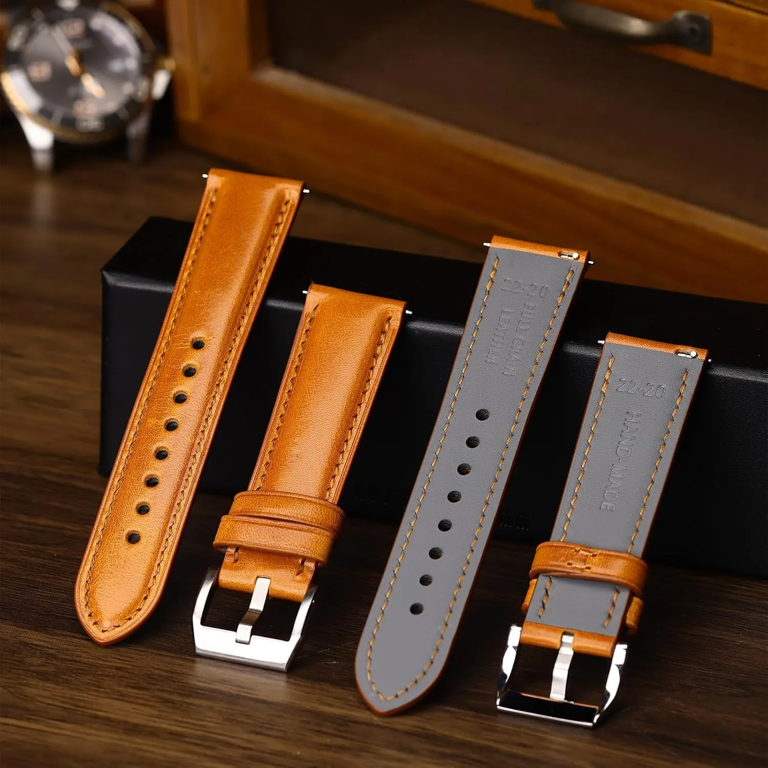 Bracelets$ Sturdy & Wear-Resistant$ Watch Band Replacements for Men 19/20/21/22/24mm REZERO Leather Watch Bands$ Handmade Quick Release Watch remediation household fern Straps$ Luxury Full-Grain Vegetable-Tanned Leather Watch 