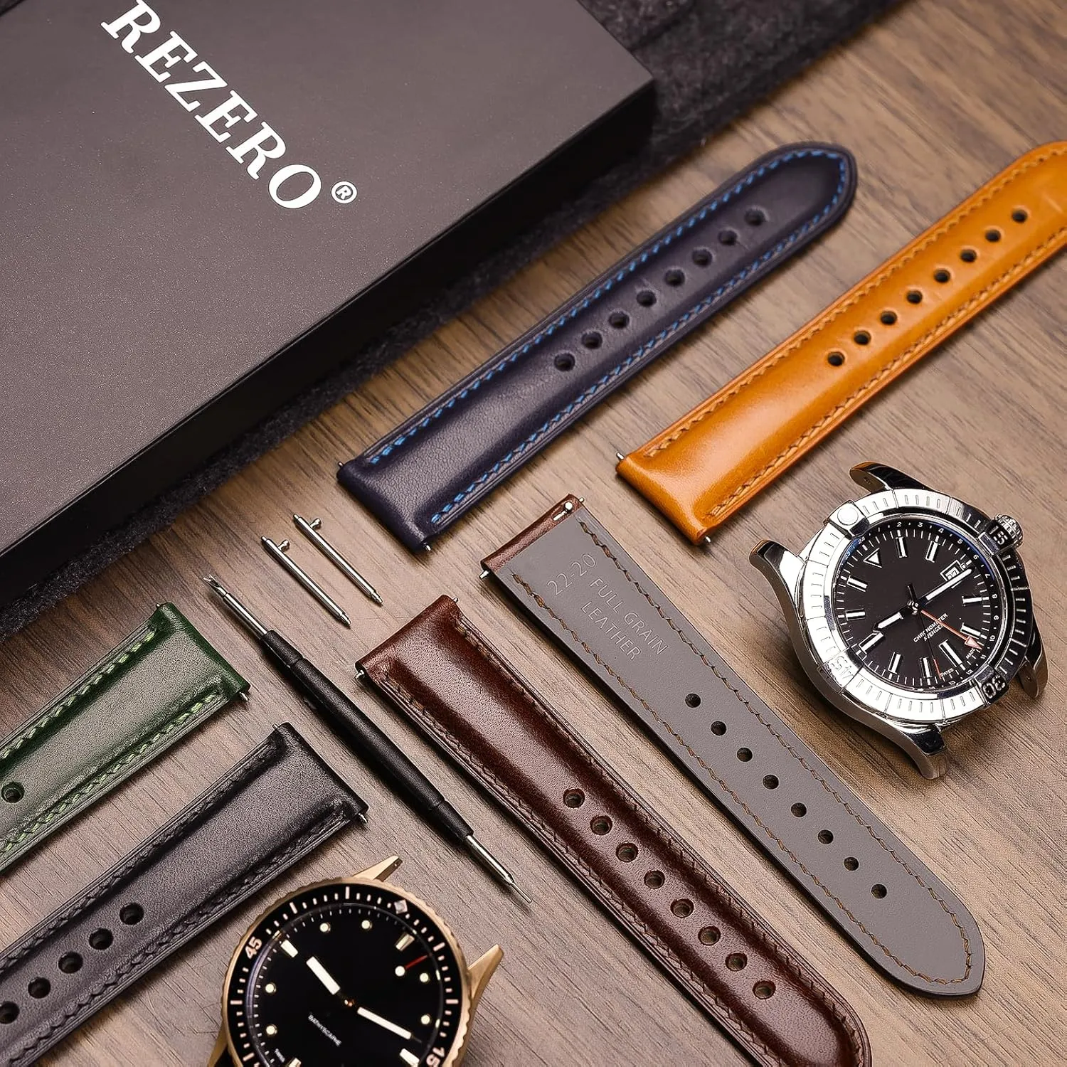 Bracelets$ Sturdy & Wear-Resistant$ Watch Band Replacements for Men 19/20/21/22/24mm REZERO Leather Watch Bands$ Handmade Quick Release Watch remediation household fern Straps$ Luxury Full-Grain Vegetable-Tanned Leather Watch 
