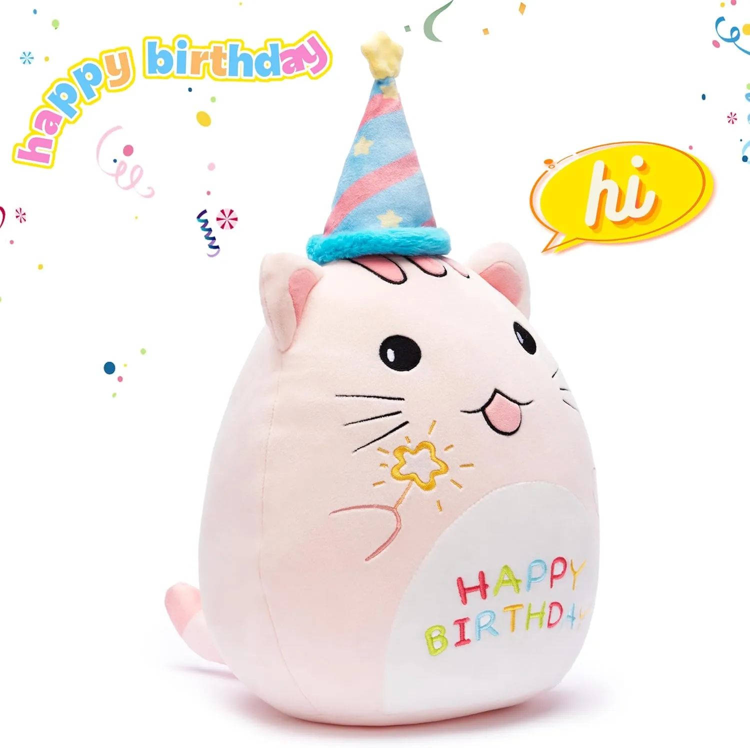 Brithday Large Cat Plush Pillow Stuffed Animal Toy$16" Big Size Cute Soft Fat Kawaii discrimination organizational inanity tickle spawn Hugging Cuddle Huggable Plushie$Gift for Kids Happy 