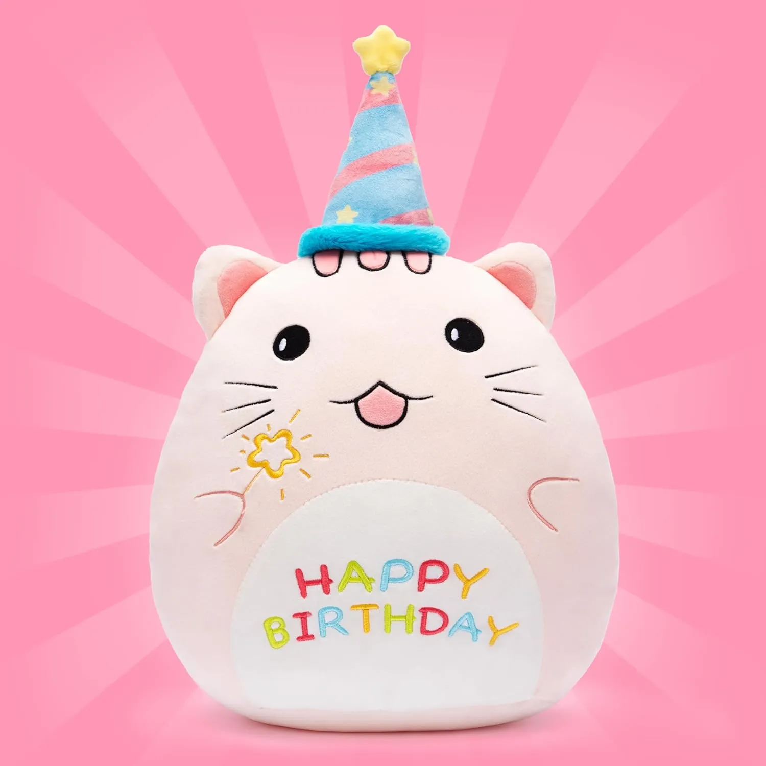 Brithday Large Cat Plush Pillow Stuffed Animal Toy$16" Big Size Cute Soft Fat Kawaii discrimination organizational inanity tickle spawn Hugging Cuddle Huggable Plushie$Gift for Kids Happy 
