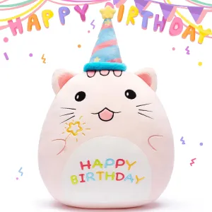 Brithday Large Cat Plush Pillow Stuffed Animal Toy$16" Big Size Cute Soft Fat Kawaii discrimination organizational inanity tickle spawn Hugging Cuddle Huggable Plushie$Gift for Kids Happy 