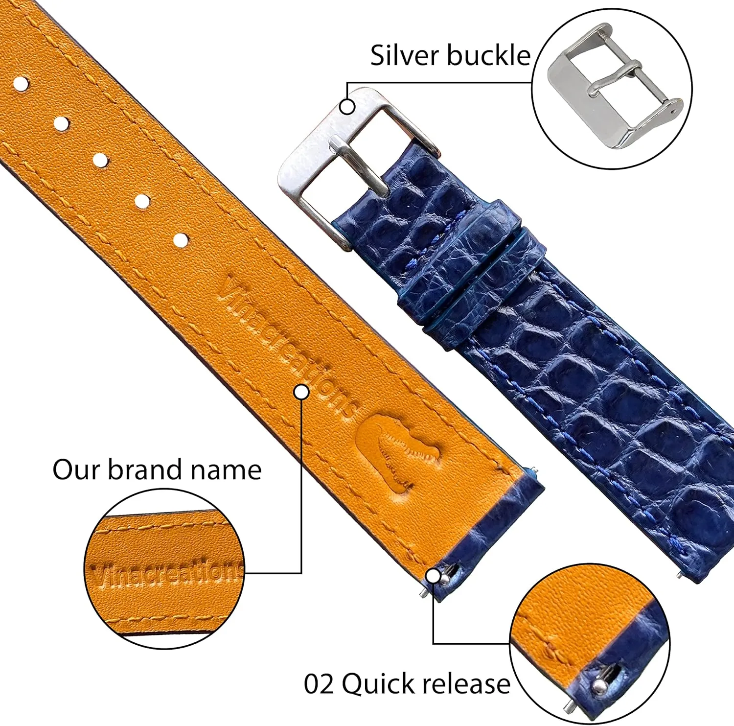 brittle Replacement Bespoke 18mm 19mm 20mm 21mm 22mm 24mm Handmade Slim AIIi-gator Watch Band Men Quick Release Thin Croc Premium Flat Leather Watch Strap 