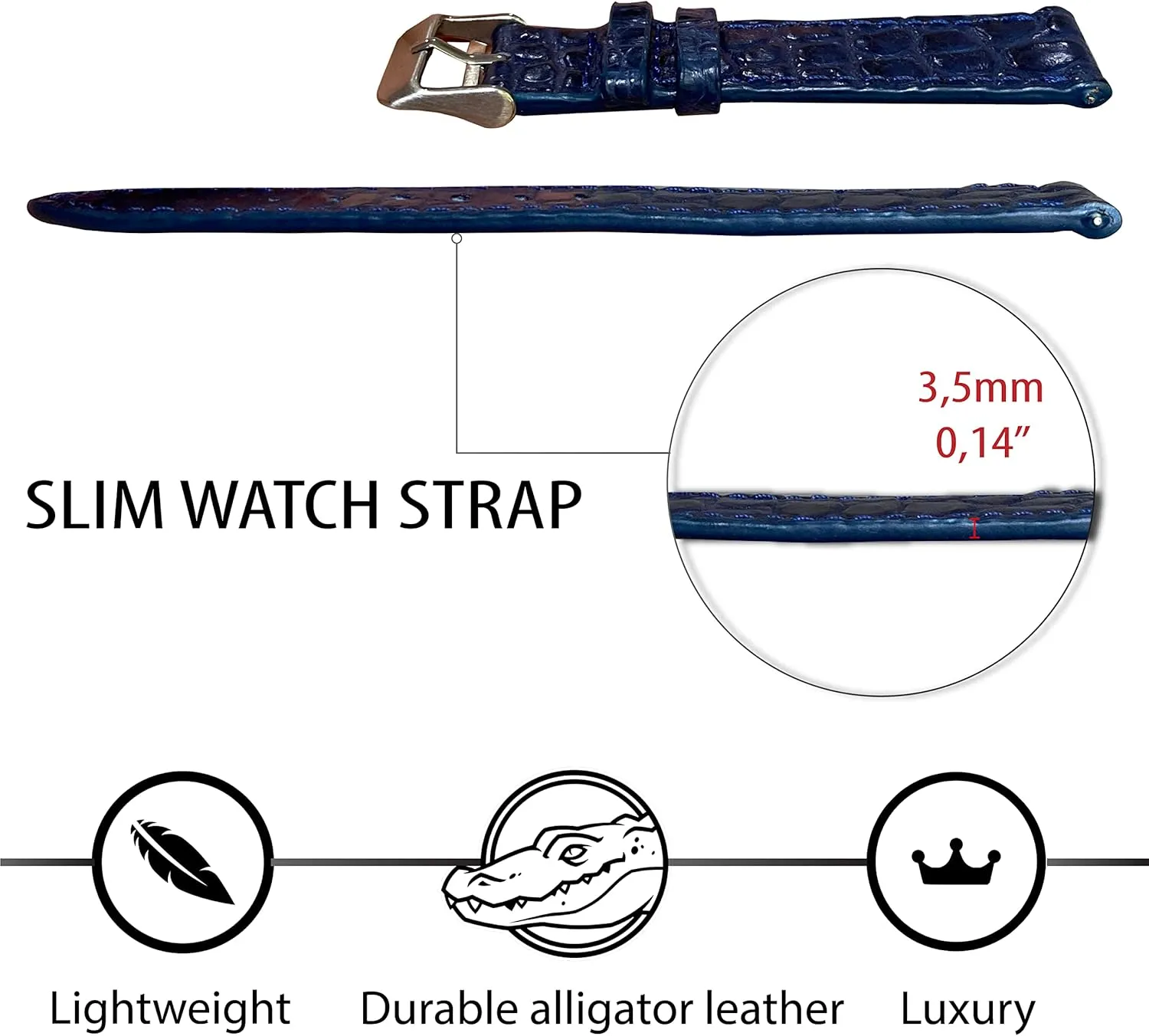 brittle Replacement Bespoke 18mm 19mm 20mm 21mm 22mm 24mm Handmade Slim AIIi-gator Watch Band Men Quick Release Thin Croc Premium Flat Leather Watch Strap 