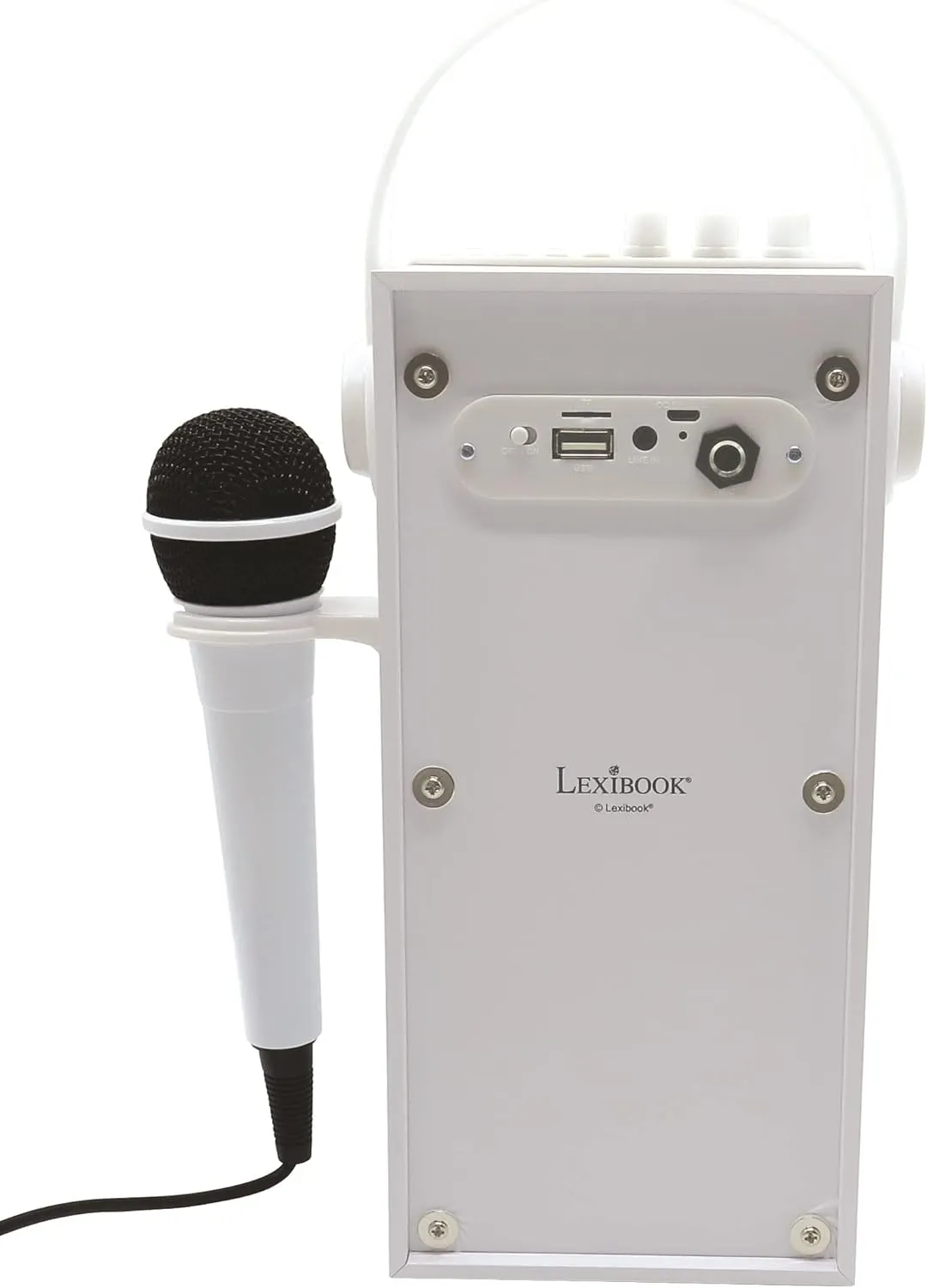 BTP180Z iParty-Portable Bluetooth Speaker with Microphone$ Light Effects$ Karaoke$ Wireless$ USB$ SD Card$ Rechargeable Battery$ White seaboard LEXIBOOK 