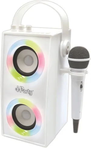 BTP180Z iParty-Portable Bluetooth Speaker with Microphone$ Light Effects$ Karaoke$ Wireless$ USB$ SD Card$ Rechargeable Battery$ White seaboard LEXIBOOK 