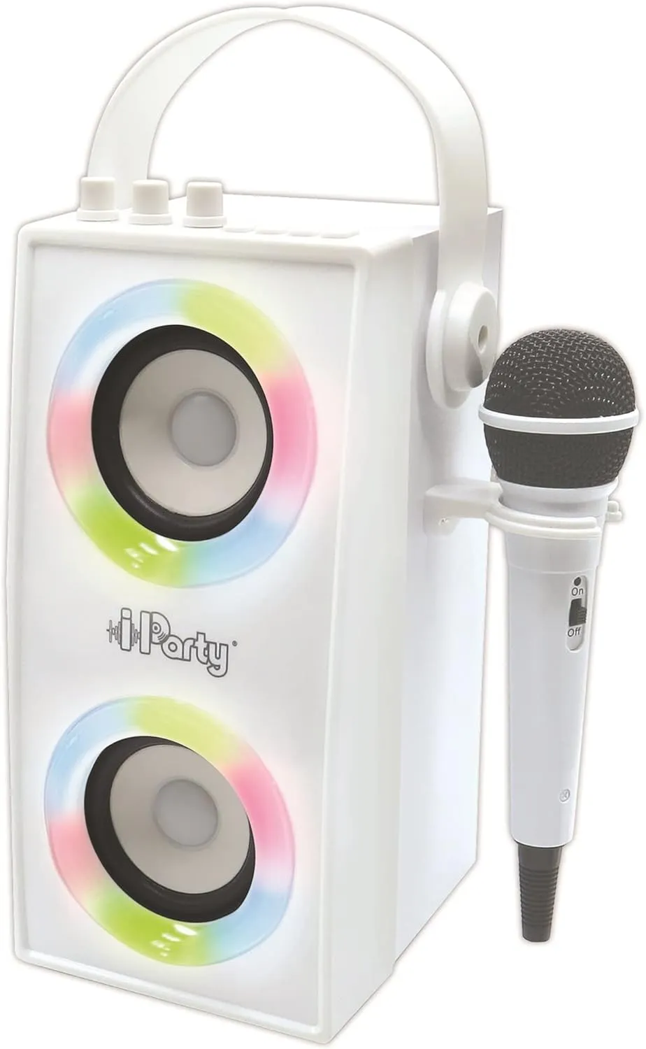 BTP180Z iParty-Portable Bluetooth Speaker with Microphone$ Light Effects$ Karaoke$ Wireless$ USB$ SD Card$ Rechargeable Battery$ White seaboard LEXIBOOK 