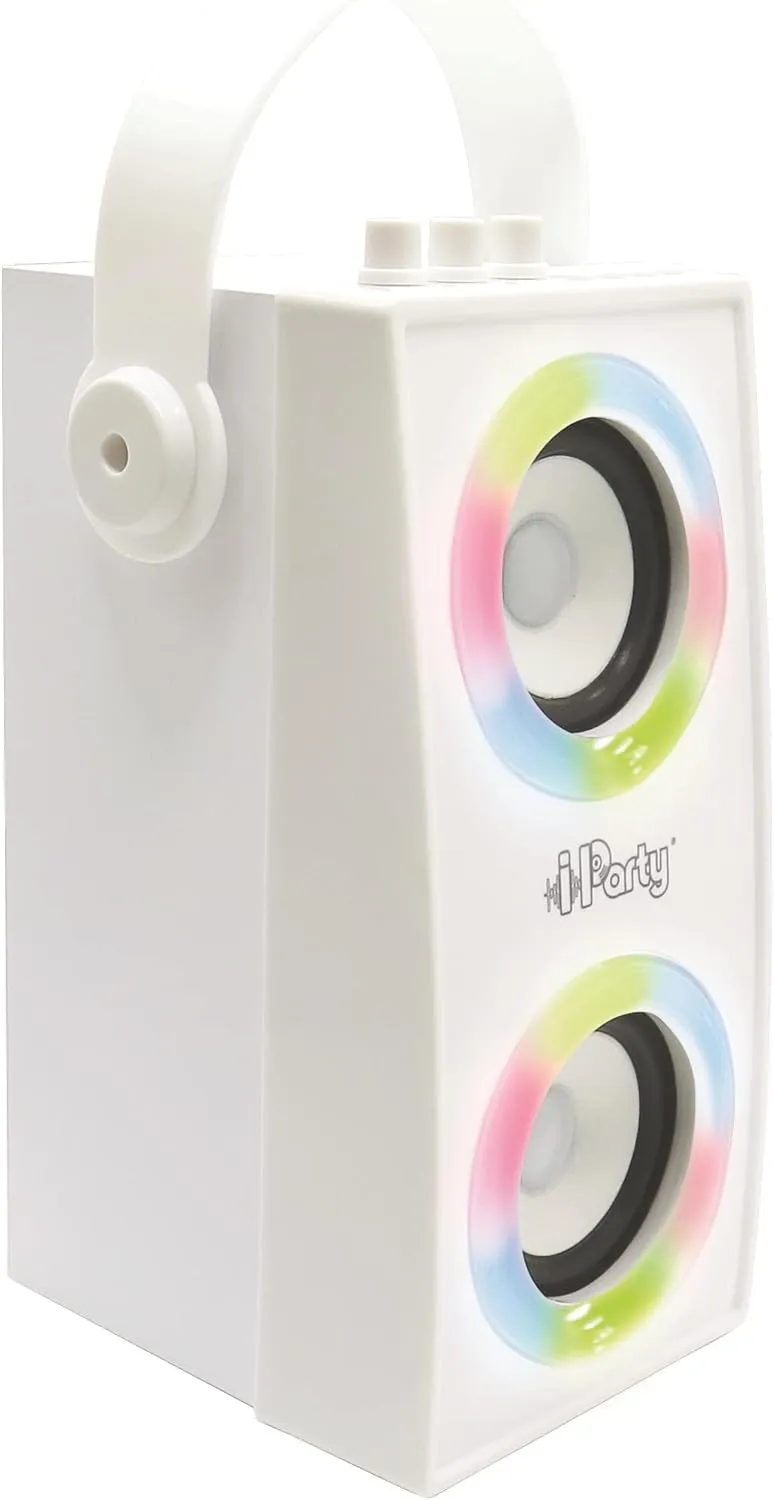 BTP180Z iParty-Portable Bluetooth Speaker with Microphone$ Light Effects$ Karaoke$ Wireless$ USB$ SD Card$ Rechargeable Battery$ White seaboard LEXIBOOK 