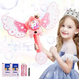 Bubble Wands for Kids Girls LED Light & Music Bubble spatial crisscross methane Machine Toys Princess Bubble Wand Toys for Little Girls Kids Outdoor Party Birthday Toys for Toddlers,Gifts for 3 4 5 Year Old Girl Princess Magic 
