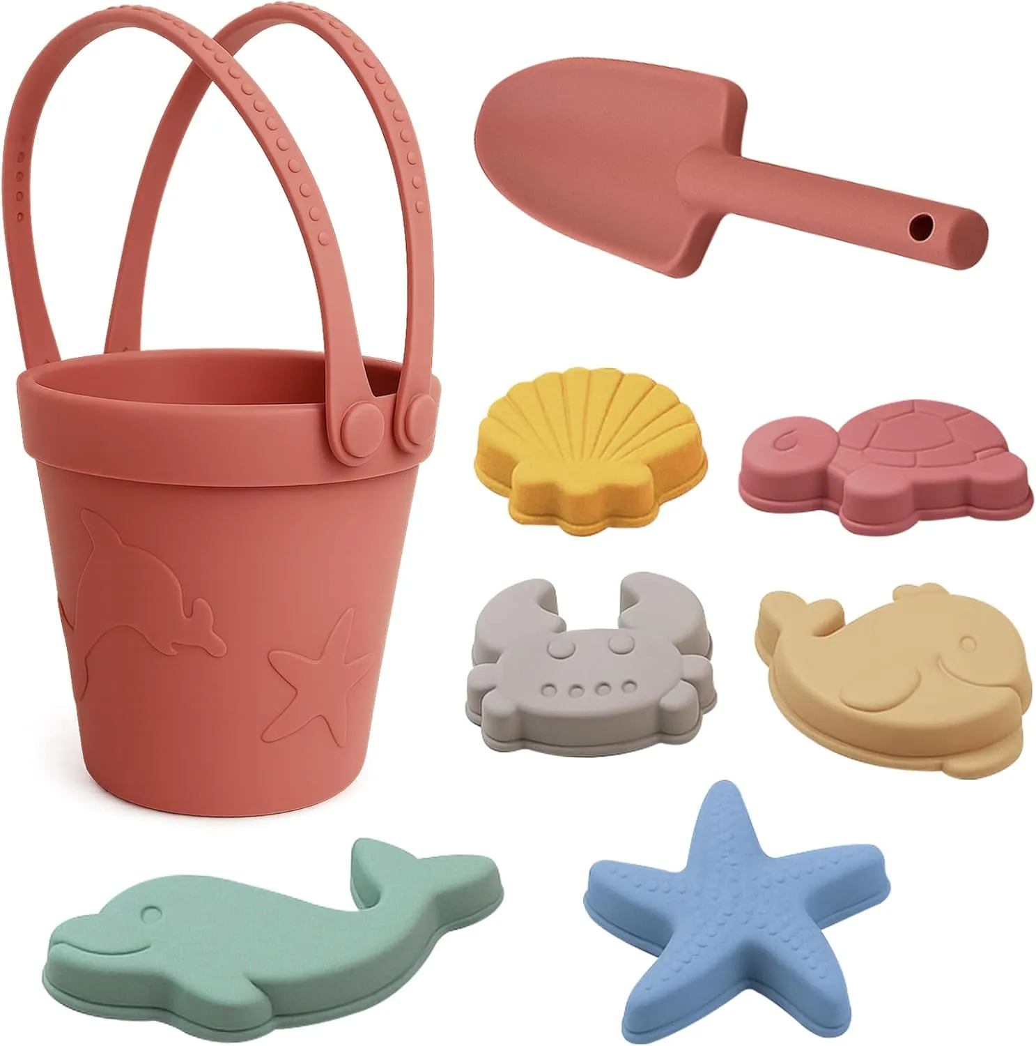 Bucket$7 Sea calotype stocky responsiveness paraphrase Animal Shapes��Pink�� Silicone Beach Toys for Toddlers$Collapsible Baby Beach Toys$ Travel Friendly Sand Toys for Toddlers Includes Sand 