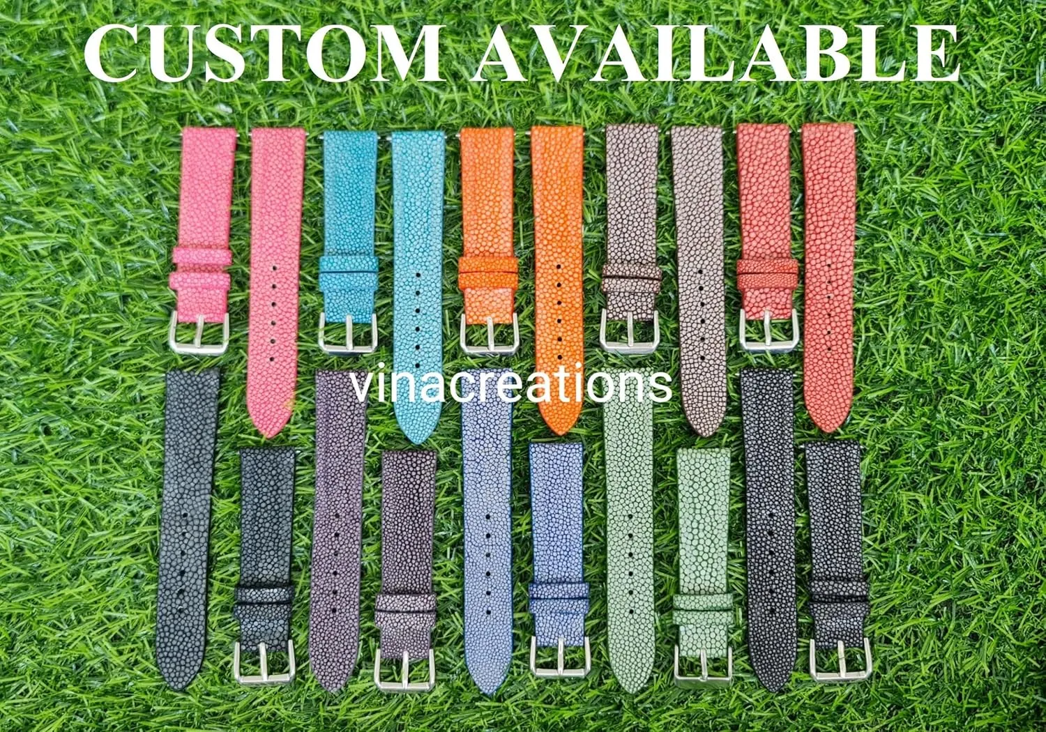 Buckle Bespoke 18mm 19mm 20mm 21mm 22mm 24mm Handmade Lizard Watch cage race catastrophe Band Men Quick Release Premium Stingray Leather Watch Strap Replacement Stainless Steel 