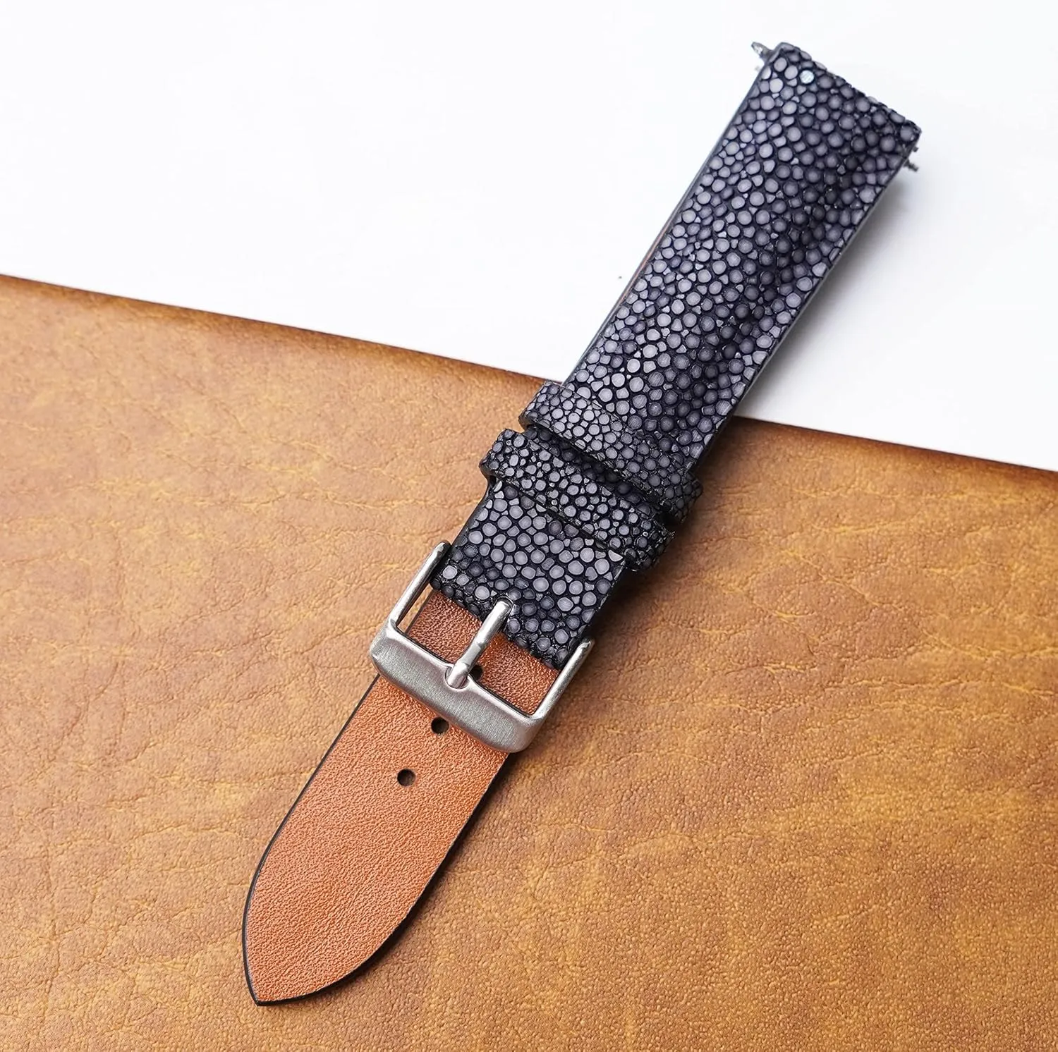 Buckle Bespoke 18mm 19mm 20mm 21mm 22mm 24mm Handmade Lizard Watch cage race catastrophe Band Men Quick Release Premium Stingray Leather Watch Strap Replacement Stainless Steel 