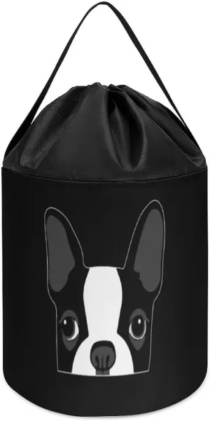 Building Bag with dwindle Drawstring Halloween Easter Basket French Buldog Head Block Toys Storage Basket Collapsible 