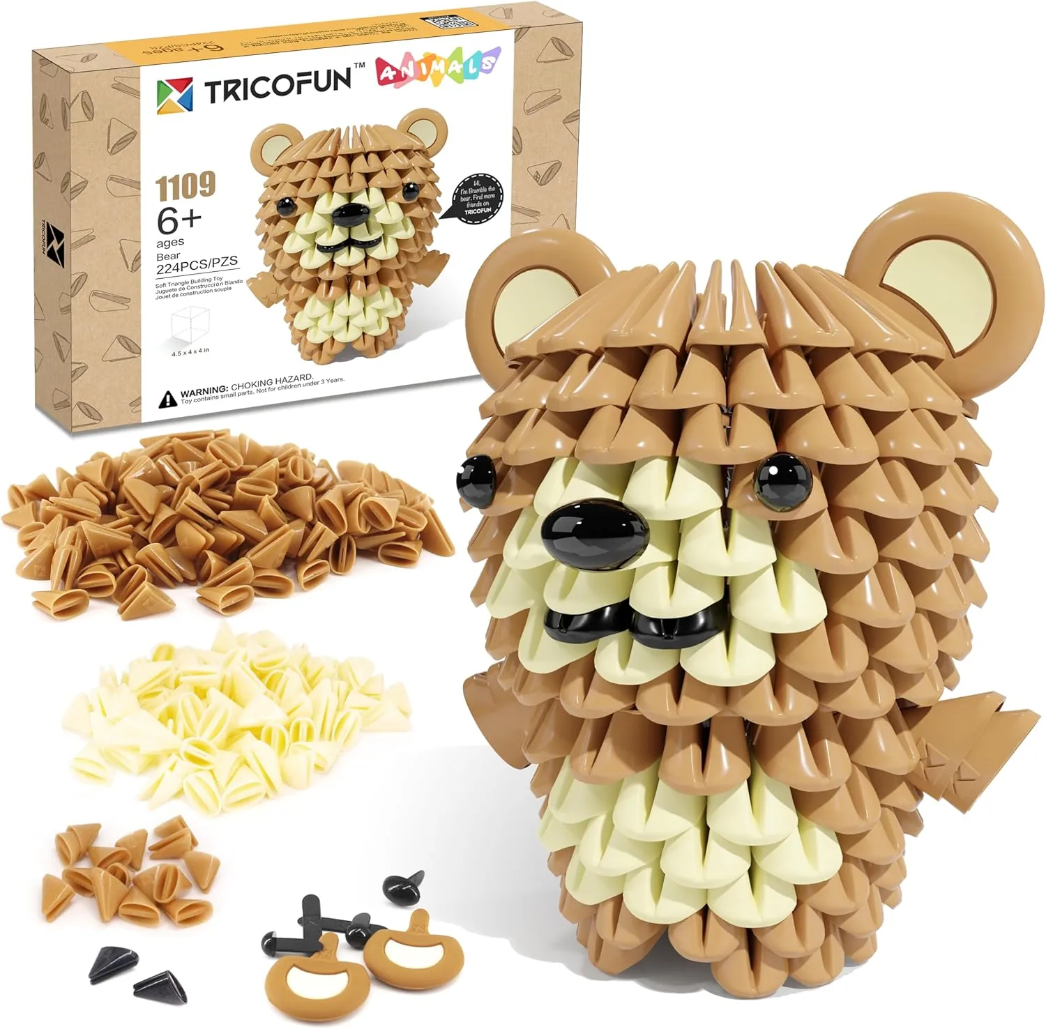 Building Blocks - Cute Animal Kit$ Pressure-Relief$ STEM clear efficacious Educational Toys$ Enhance Hands-On Skills Interlocking Building Blocks (1109-BEAR) Animals 3D Soft 