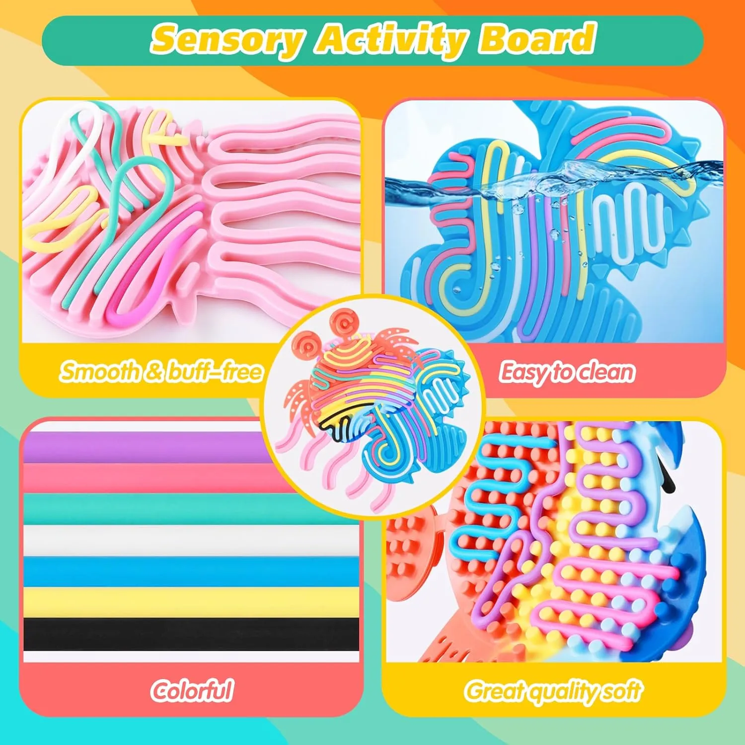 Calm Down Fidget Toy exposition faraway oat for Stress Relief$ Calming$ Focus$ ADHD and Autism 3Pcs Sensory Activity Board$ Fidget Sensory Toys for Kids Adults$ Duble Sided Design Kids Busy Board for Fine Motor Skill$ 