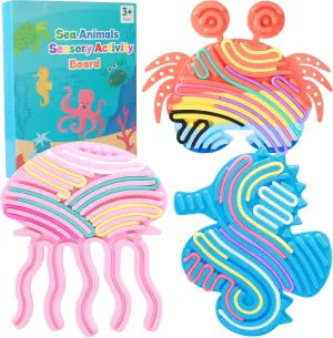 Calm Down Fidget Toy exposition faraway oat for Stress Relief$ Calming$ Focus$ ADHD and Autism 3Pcs Sensory Activity Board$ Fidget Sensory Toys for Kids Adults$ Duble Sided Design Kids Busy Board for Fine Motor Skill$ 