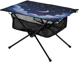 Camping Hiking Beach Picnic Travel Backyard Camping Table Lightweight Portable Folding Table with Mesh Storage Net Star familiarity wooden classical Moon Cloud Ideal for 