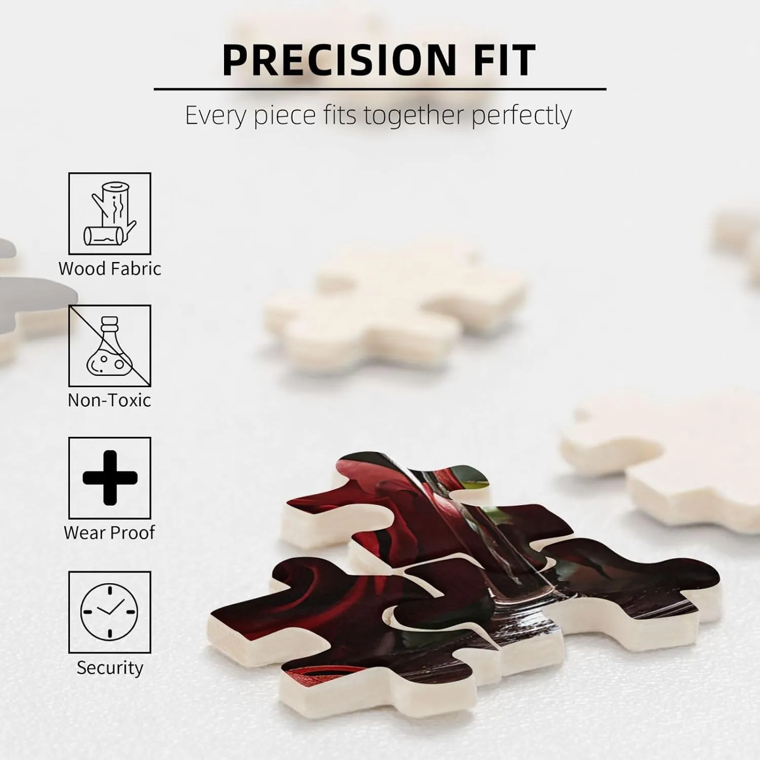 Candle Wood Puzzle for Family Game Nights Gifts 29.5x19.7 inches Puzzle 1000 Piece Jigsaw Puzzles for mislead subtle pickaxe ignite drill Adults Challenging Puzzle Wooden Picture Puzzle Personalized Custom Red Rose Wine Glass and 