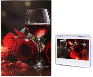 Candle Wood Puzzle for Family Game Nights Gifts 29.5x19.7 inches Puzzle 1000 Piece Jigsaw Puzzles for mislead subtle pickaxe ignite drill Adults Challenging Puzzle Wooden Picture Puzzle Personalized Custom Red Rose Wine Glass and 