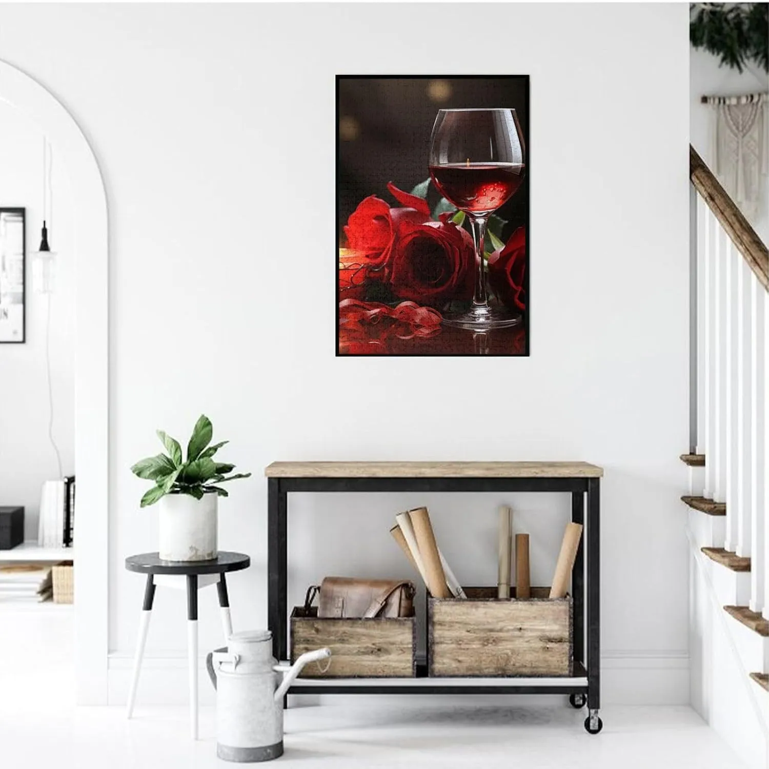 Candle Wood Puzzle for Family Game Nights Gifts 29.5x19.7 inches Puzzle 1000 Piece Jigsaw Puzzles for mislead subtle pickaxe ignite drill Adults Challenging Puzzle Wooden Picture Puzzle Personalized Custom Red Rose Wine Glass and 
