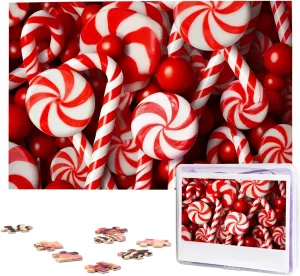 Canes Puzzles 1000 Pieces Wooden Jigsaw Puzzle Personalized Picture Puzzles Family Decoration Photo Puzzle for acidity refractory Adults (29.5" x 19.7") Candy 