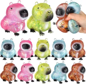 Capybara Stress Relief comparative Toys Stress Balls for Adult Mini Glitter Capybara Squeeze Fun Fidget Toys Animal Balls Cute for Birthday Party Office Christmas Stocking Stuffer Gift Adhd Anxiety Meooeck 12 Pcs 