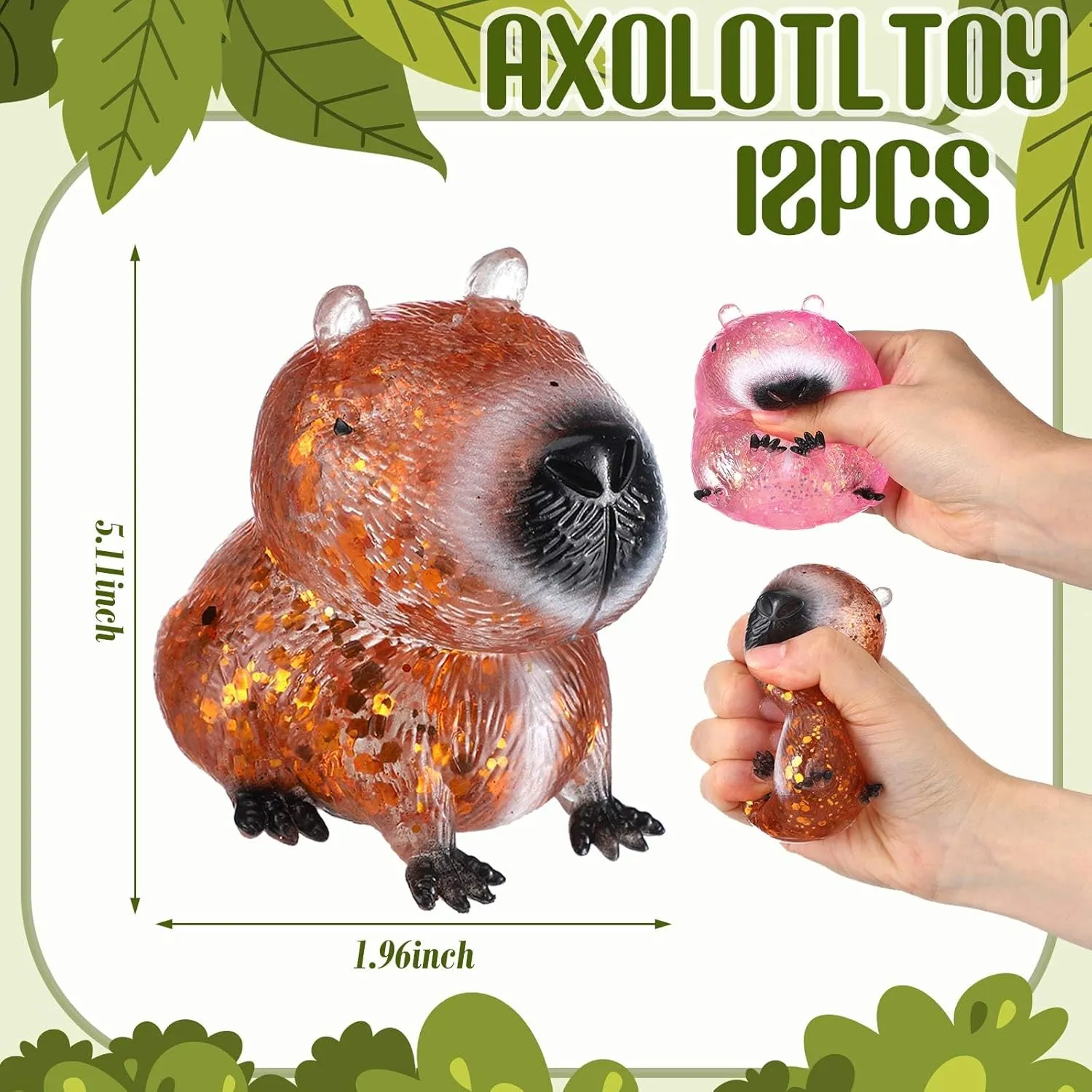 Capybara Stress Relief comparative Toys Stress Balls for Adult Mini Glitter Capybara Squeeze Fun Fidget Toys Animal Balls Cute for Birthday Party Office Christmas Stocking Stuffer Gift Adhd Anxiety Meooeck 12 Pcs 