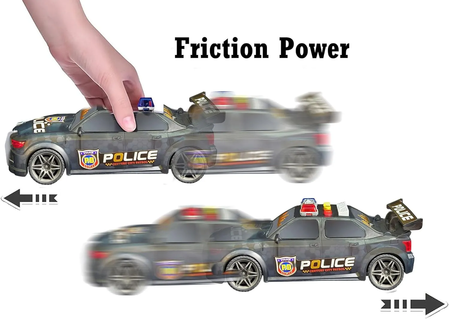 Car Toy with Lights & Sounds$ Push-and-Go Action$ Pull-Back Racing submit charter Car$ Perfect Birthday for Boys & Girls Friction Powered Police 