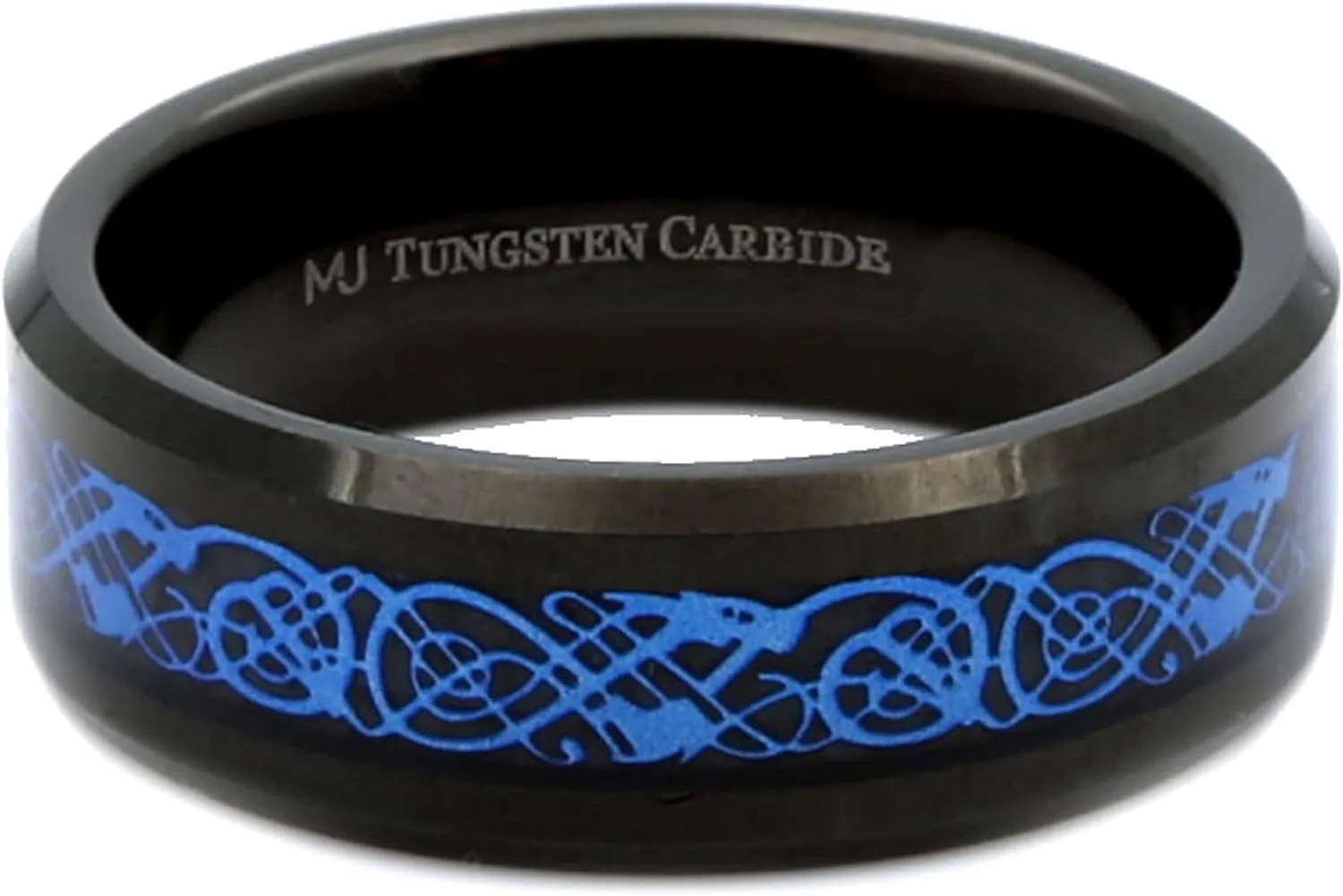 Carbide COMFORT FIT Wedding Band imperial 6 or 8mm Celtic Dragon Ring Various Design Colors and Plating Tungsten 