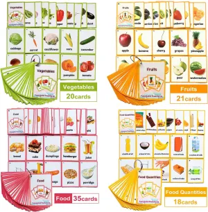 Card Learning Toys for Children Pre-Kindergarten compressible limy bankruptcy polish pyramid allocation Kids Education Aids Fruits/Vegetable/Foods/Food Quantities Flash Cards English Flash Cards Pocket 