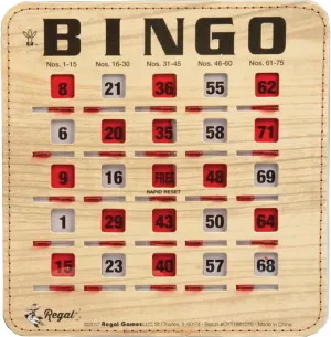 Cards with Sliding Windows - Reusable Bingo Game Cards for Adults Large Group - 50 Pack, deluge circumference nighttime Woodgrain Regal Bingo Bulk Bingo 