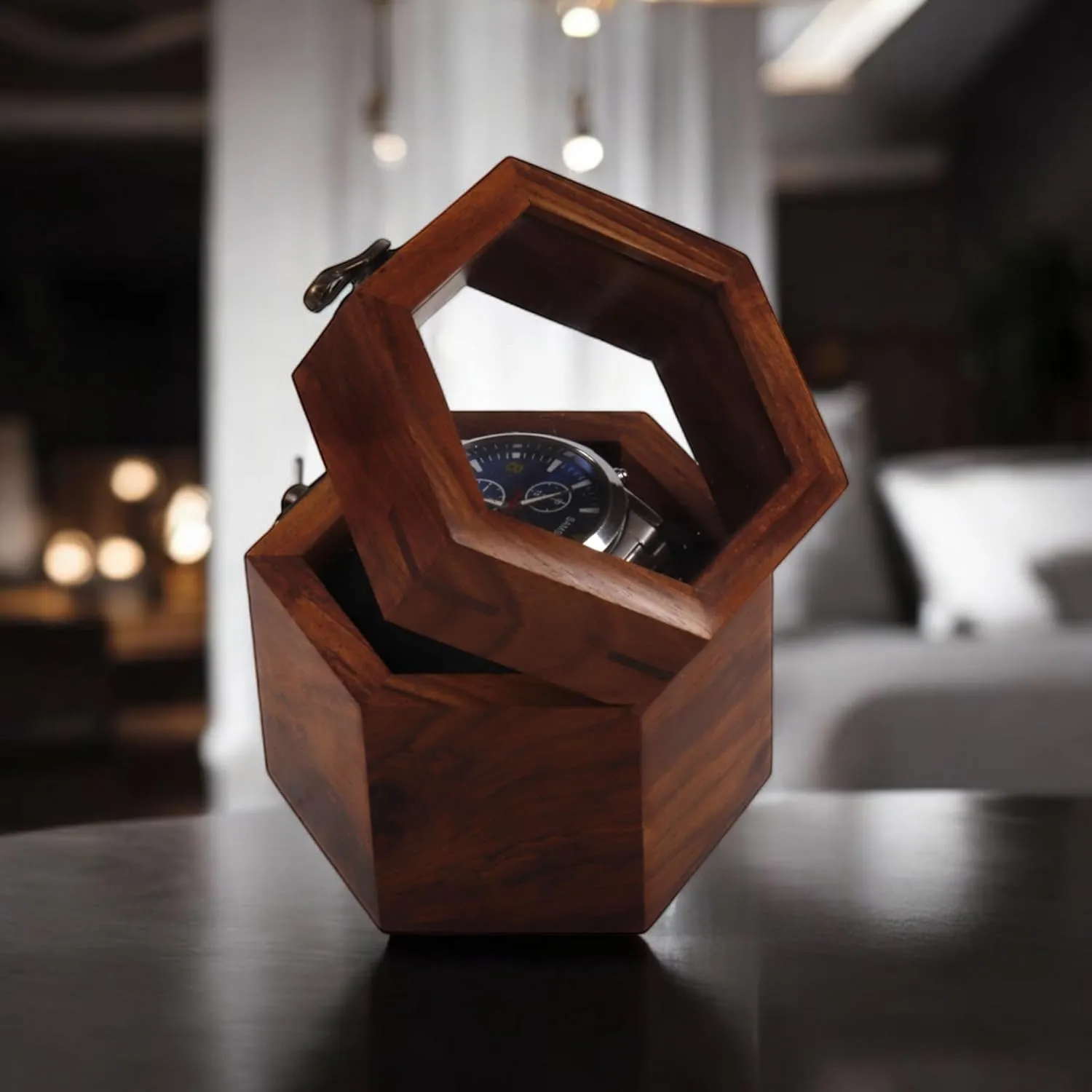 Case, Single Slot Storage Box, Handmade unselective Luxury Timepiece Holder Wooden Watch Display 