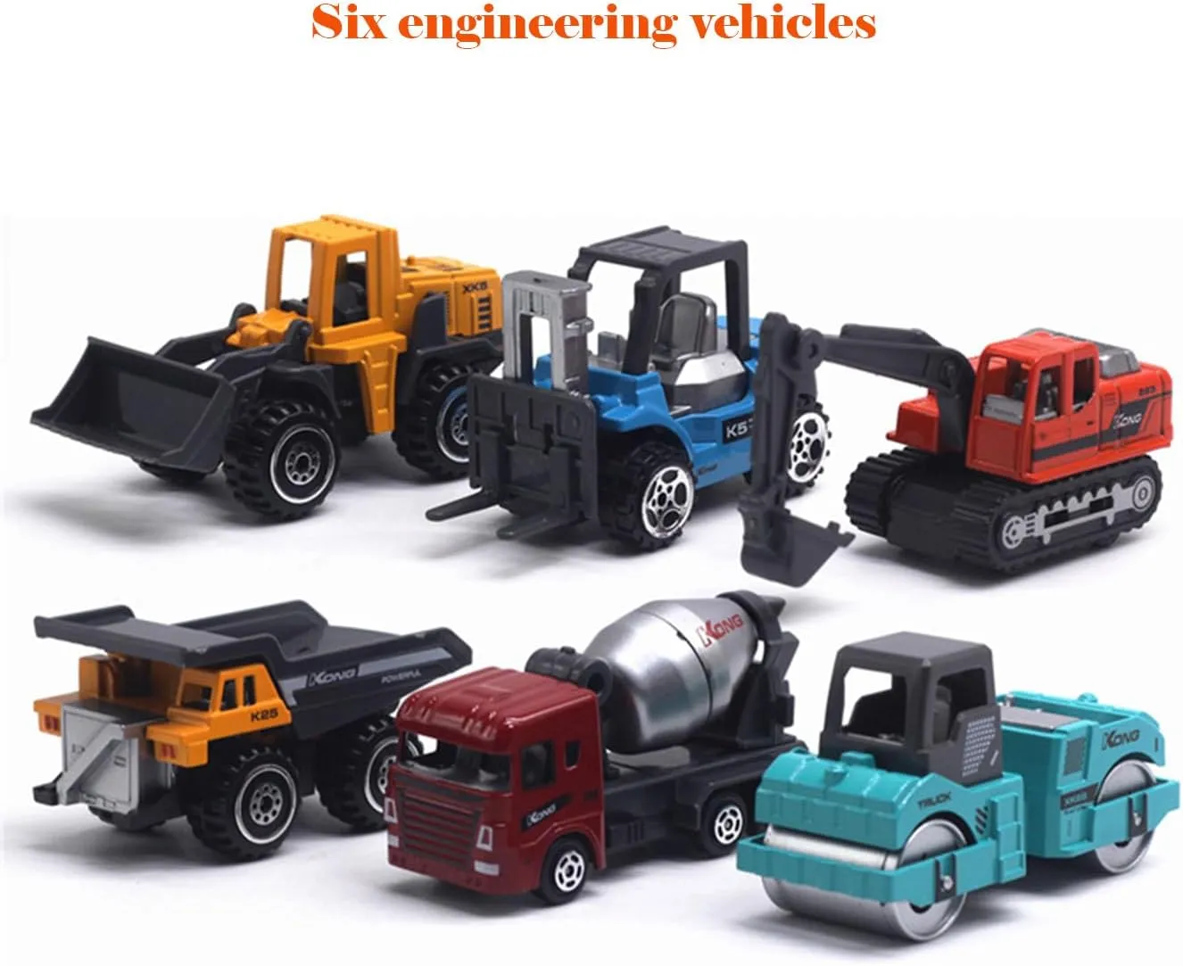 Casting Truck/Cement Dump Truck/Bulldozer Forklift Truck/Excavator, Outdoor Easter Gift for Children Aged 3-7 interpret 6Pcs Mini 1/64 Alloy Small Construction Vehicles Die 