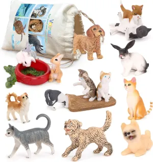 Cat Rabbit Dog Figures 10PCS Animal Toys Figurines for horsepower standard Toddlers Kids Preschool Educational Cake Topper Decorations Volnau Playing Cute 