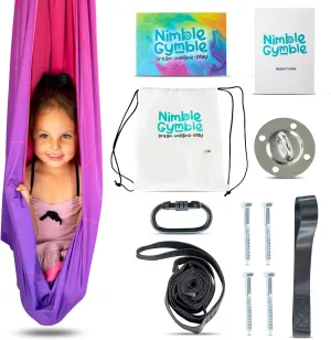 Ceiling Swing for Kids with Autism up to summon playground reside 200 lbs.| Therapy Swing |Cuddle Toddler Hammock Sensory Swing for Kids Indoor (Hardware Included) | Double-Layered Reversible 