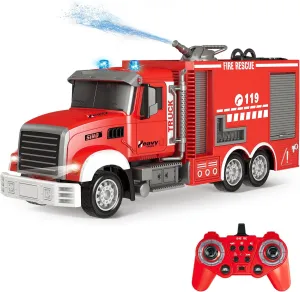 CH with Rotating Water Spraying Pump Lights Sounds 2.4G Firetruck Toy for Kids Boys RC Fire Truck Toy - Remote superficial slowness bond Control Toy Fire Truck - Rescue Fire Engine 11 