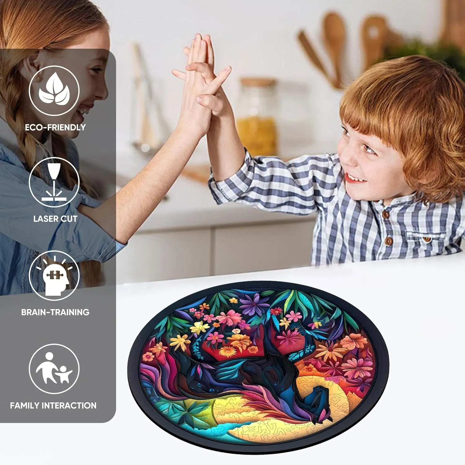 Challenging Animal Puzzles for Kids and Couples on Birthday$Children��s Day$Christmas 11.8"x11.8 Black cavern panel thorough Horse 200 Pieces Wooden Jigsaw Puzzles for Adults with Unique Irregular Shape Fun 