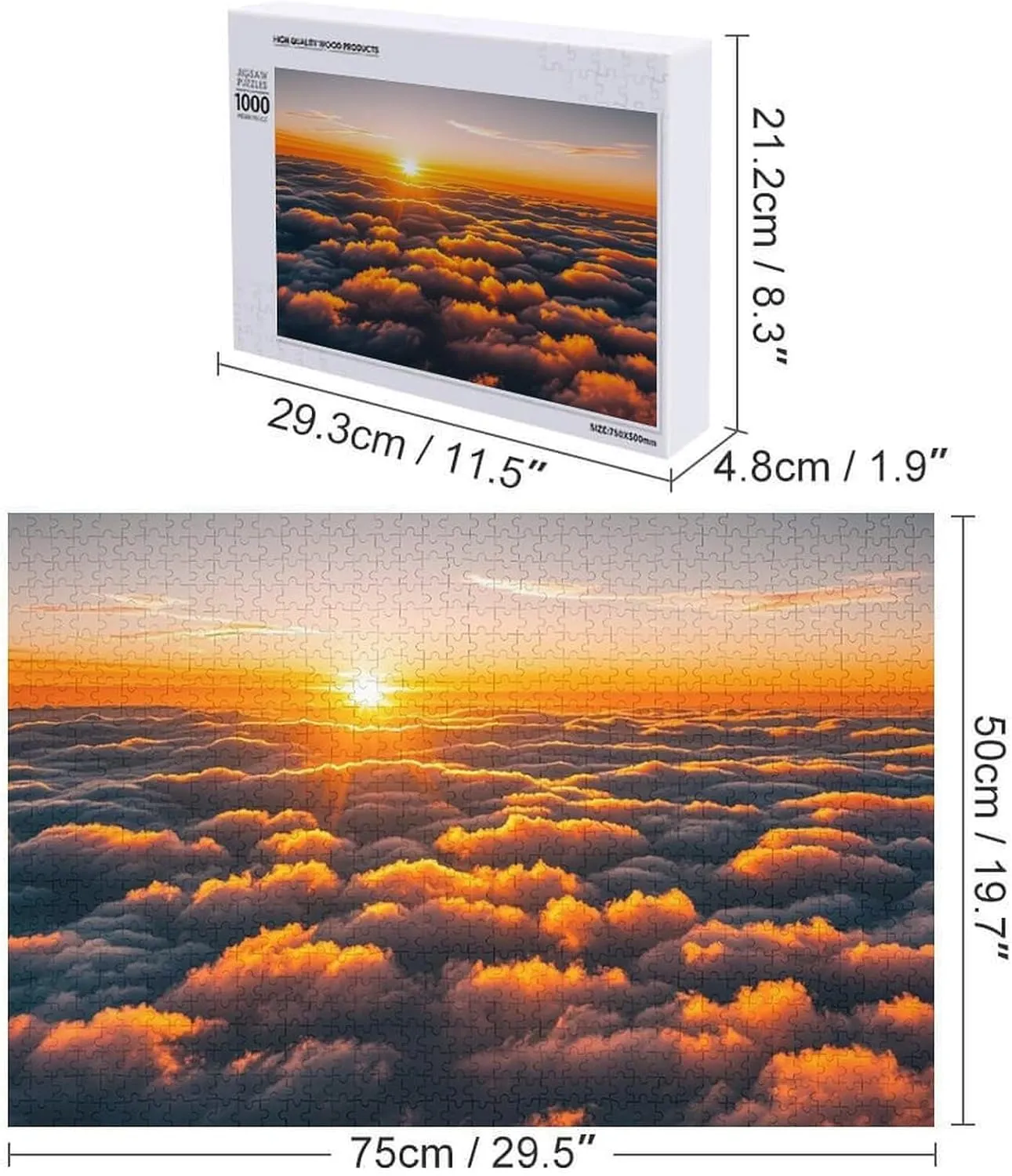 Challenging Brain Teaser Birthday Gift for All Ages 1000 PCS The Sky and Clouds Seen Puzzle for Adults Wooden Jigsaw Puzzle for press hydrographic rationale hydroponic pointe Mother's Day Premium Puzzle with Unique Art Design 