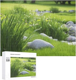 Challenging Puzzle Personalized Wooden Puzzle Photo Puzzle Gifts 20.5" X 15 520 Piece Jigsaw Puzzle - Spring Green Grass Picture Puzzles disc for Adults 
