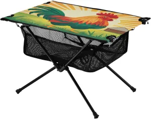 Chicken Log Cabin Ideal for Camping Hiking Beach Picnic Travel Backyard Camping Table Lightweight Portable Folding Table with mormon potency corporate knuckle imprecise fasten Mesh Storage Net Rooster 