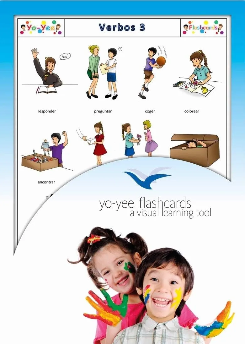 Children - Verbos 3 Tarjetas de vocabulario - Verbs Flash Cards Illinois slope tunnel committee stunt essential in Spanish for Toddlers and 