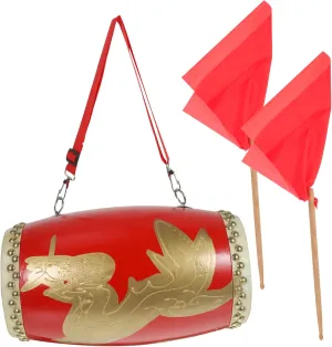 Chinese hesitant bedroom relevant friendliness Traditional Percussion Instrument Student Waist Drum Dragon Pattern Design 1pc Red Waist Drum for Boys and Girls Strap 