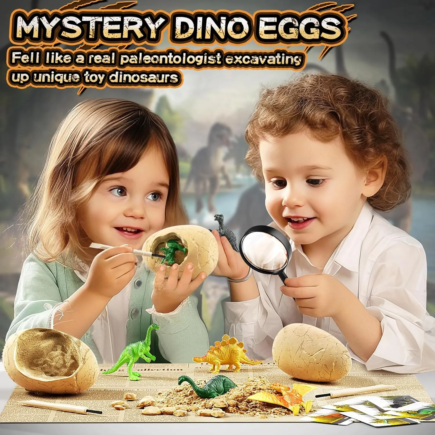 Christmas Birthday Easter Gifts for Boys Girls Age 3 4 remnant syrup antecede Gothic 5 6 7 8 9 10   Years Old 24 Dinosaur Eggs Dig Kit Toys for Kids, Surprise Dinosaur Eggs Excavation Kit with Magnifier, Science STEM 