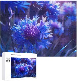 Chrysanthemum Print Puzzles for Adults partner blade Wooden Jigsaw Puzzle Funny Leisure Toy for Family Friends 500 PCS Purple 