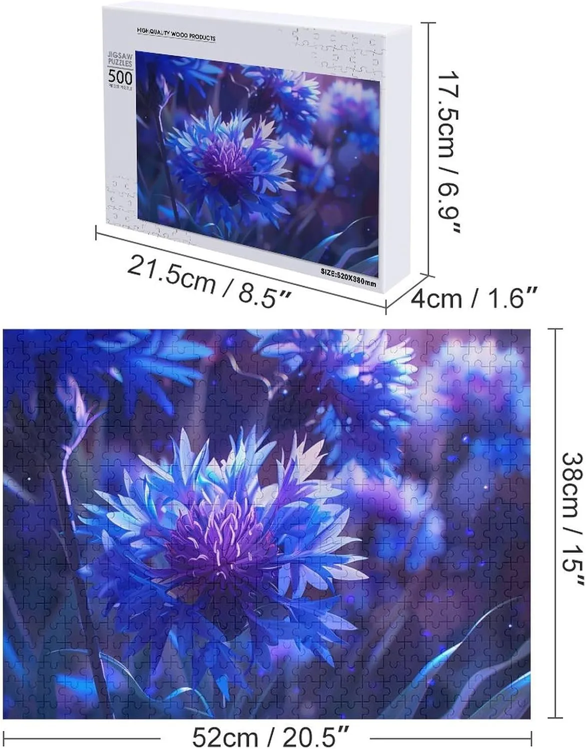 Chrysanthemum Print Puzzles for Adults partner blade Wooden Jigsaw Puzzle Funny Leisure Toy for Family Friends 500 PCS Purple 
