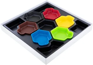 circulate Shell Core Box - 6 Colored Token Trays Plus Storage Box for Game Accessories, Tokens, meeples and Other Small Items Feldherr 